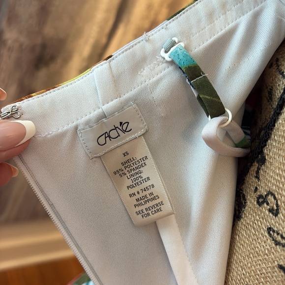 CACHE Tropical sexy club cruise strapless summer dress blue white floral XS 0 2 - Picture 6 of 8